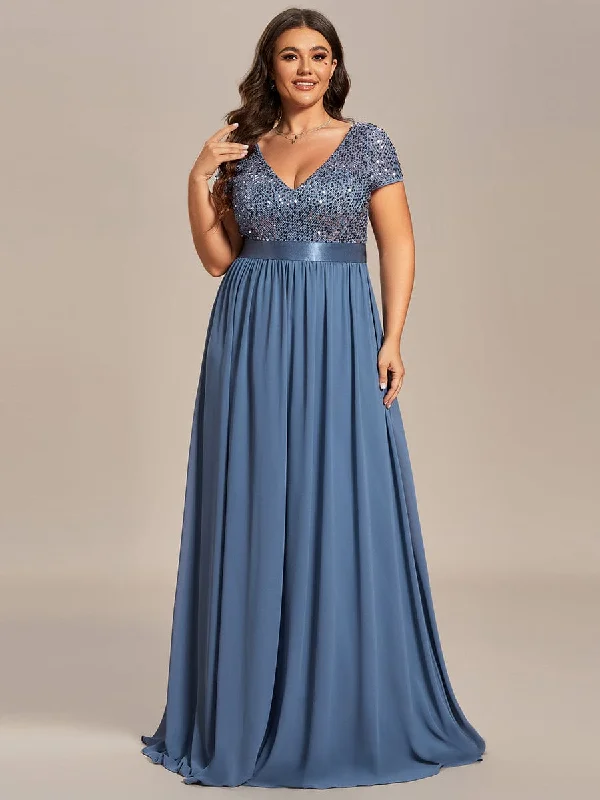 Sporty Comfort Stylish Relaxed Pieces Greta | Plus Size Empire Waist V-Neck Cap Sleeve Chiffon Formal Evening Dress Sporty Comfort Stylish Relaxed Pieces Greta | Plus Size Empire Waist V-Neck Cap Sleeve Chiffon Formal Evening Dress