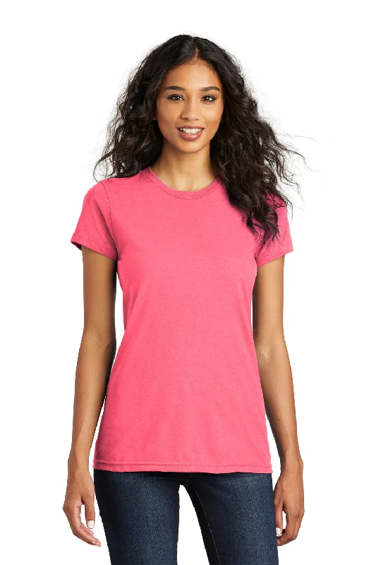 Everyday Comfort Warm Soft Clothing District Womens The Concert Short Sleeve Crewneck T-Shirt - Neon Pink - Closeout