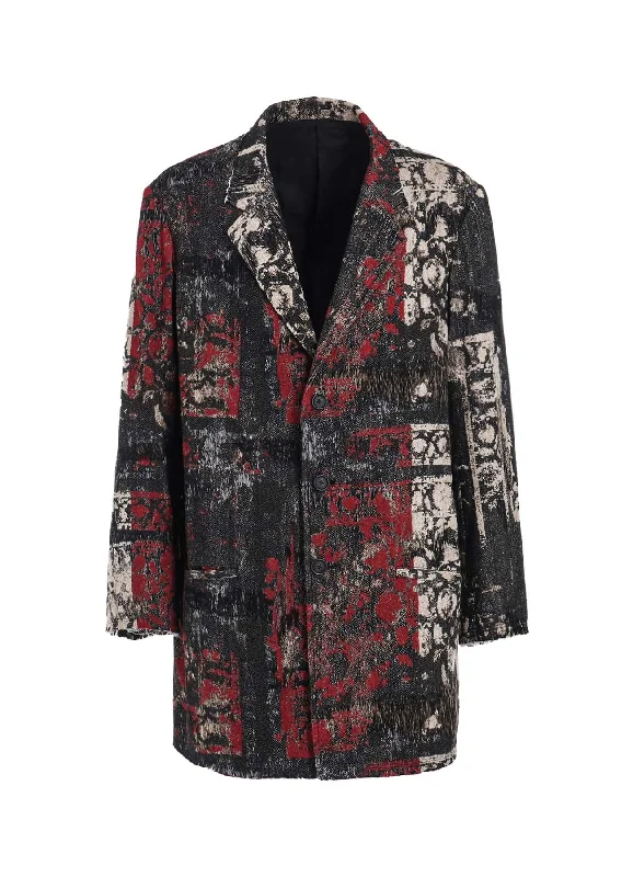 Cozy Shirts Soft Street Fashion FLORAL JACQUARD LONG JACKET