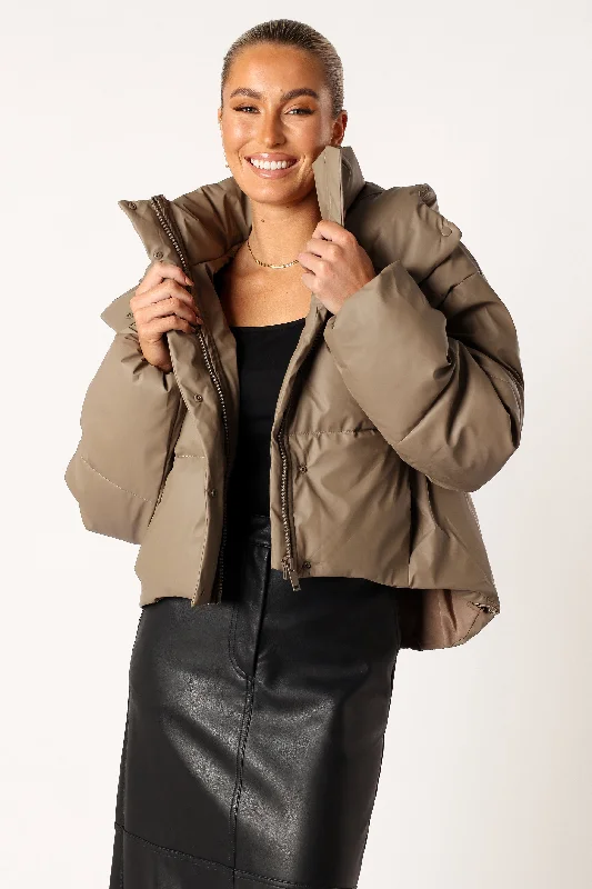Relaxed Fashion Effortless Cozy Outfits Tania Puffer Jacket - Mocha