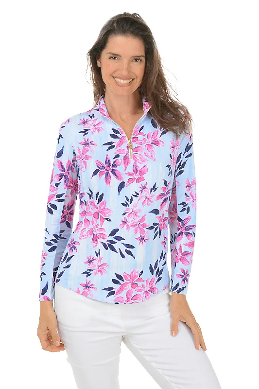 Weekend Wear Cozy Chic Styles Bamboo Blooms UPF50+ Sun Shirt