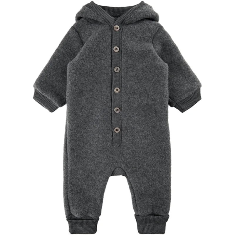 Comfy Chic Warm Comfortable Fits Mikk-Line Wool Suit W. Hood Anthracite Melange