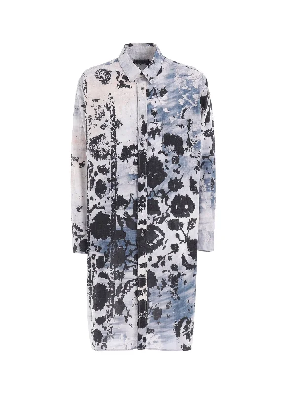 Easygoing Fashion Simple Comfort Choices FLORAL PRINT BUTTON SLITS LONG SHIRT