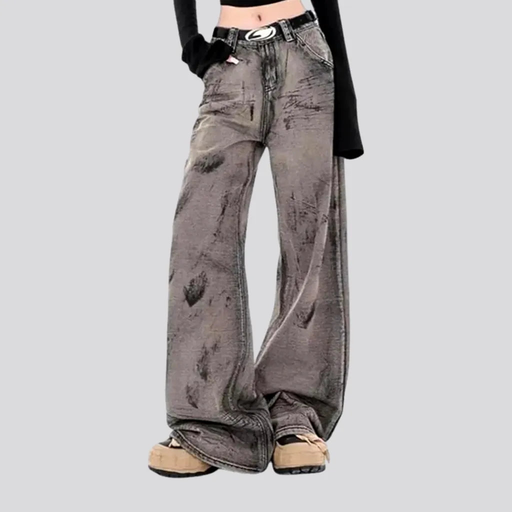 Summer Comfort Relaxed Layered Looks Retro painted high-rise women's jeans