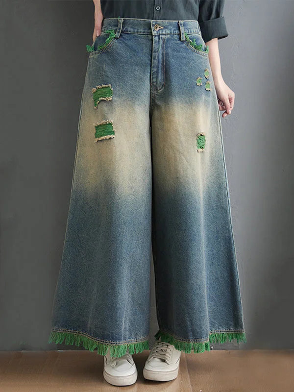 Comfortable Sweaters Soft Cozy Wear Original Split-Joint Column Wide Leg Denim Pants