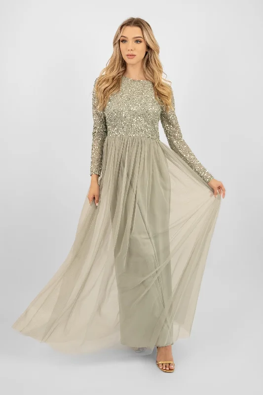 Versatile Comfort Trendy Soft Looks Belle Sage Green Long Sleeve Bridesmaid Dress