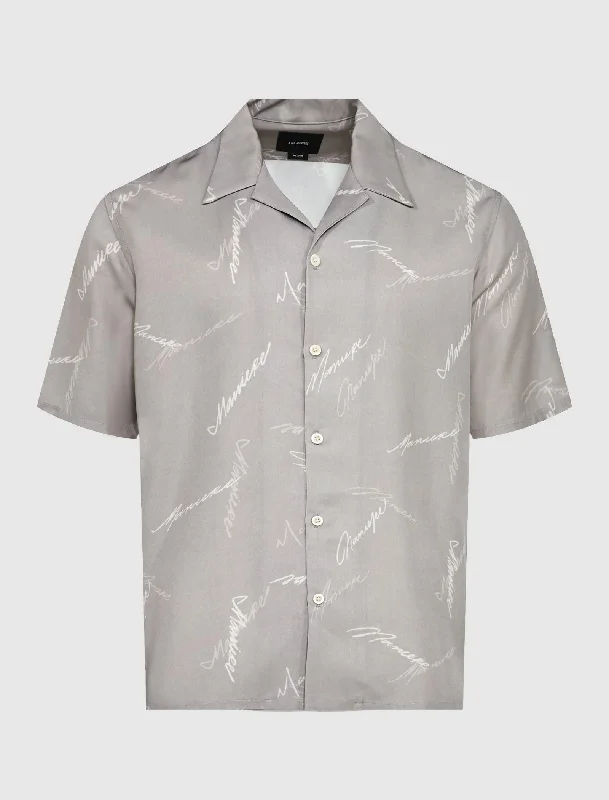 Weekend Comfort Fashionable Cozy Wear SCRIPT WOVEN SHIRT