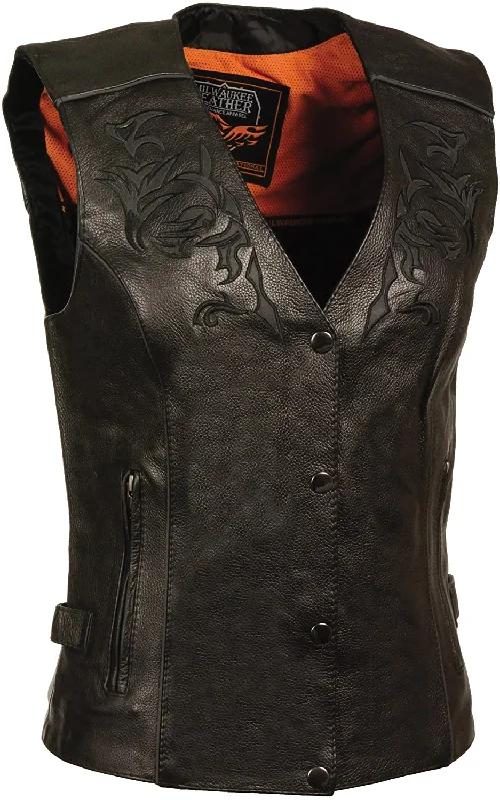 Easygoing Fashion Simple Chic Pieces Milwaukee Leather ML1293 Women's Black ‘Wing Studded’ Leather Vest Easygoing Fashion Simple Chic Pieces Milwaukee Leather ML1293 Women's Black ‘Wing Studded’ Leather Vest
