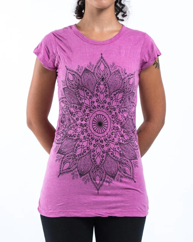 Stylish Wear Casual Soft Fit Womens Lotus Mandala T-Shirt in Pink
