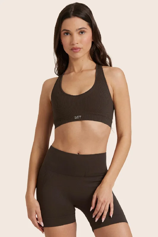 Weekend Wear Relaxed Street Fashion SCULPTFLEX® POWER RACER BRA - ESPRESSO