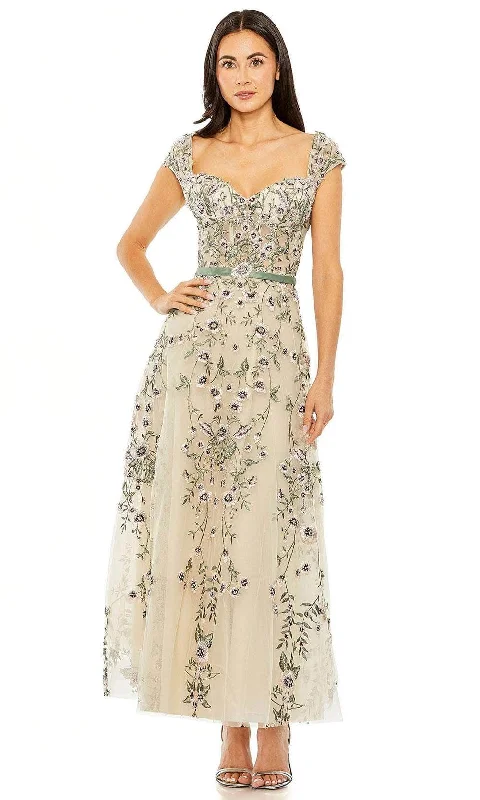 Cozy Apparel Comfortable Wear Choices Mac Duggal 20582 - Floral Embroidered Tea-Length Dress
