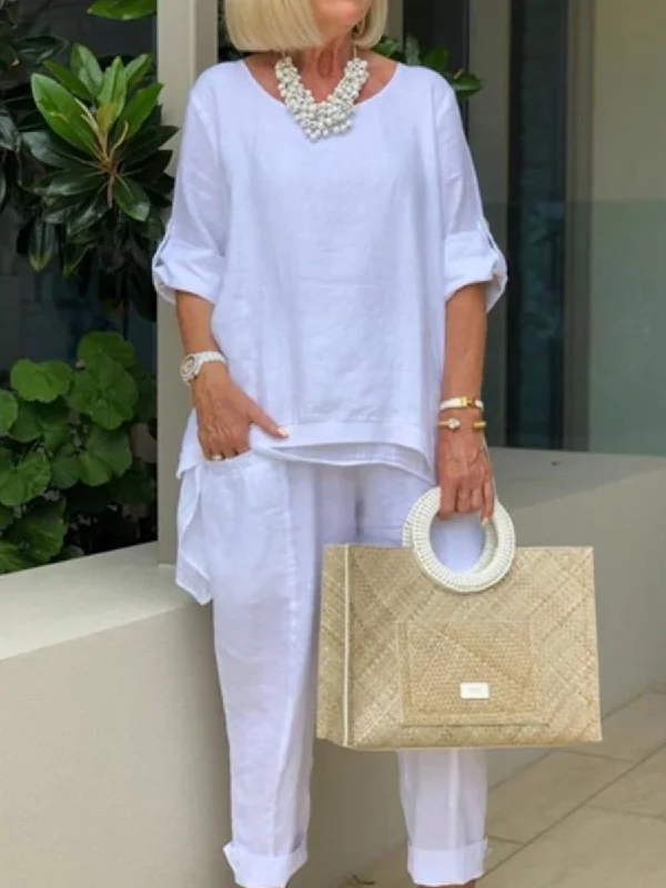 Versatile Outfits Stylish Relaxed Clothing Plus Size Cotton Linen Sleeves Women's Suits Versatile Outfits Stylish Relaxed Clothing Plus Size Cotton Linen Sleeves Women's Suits