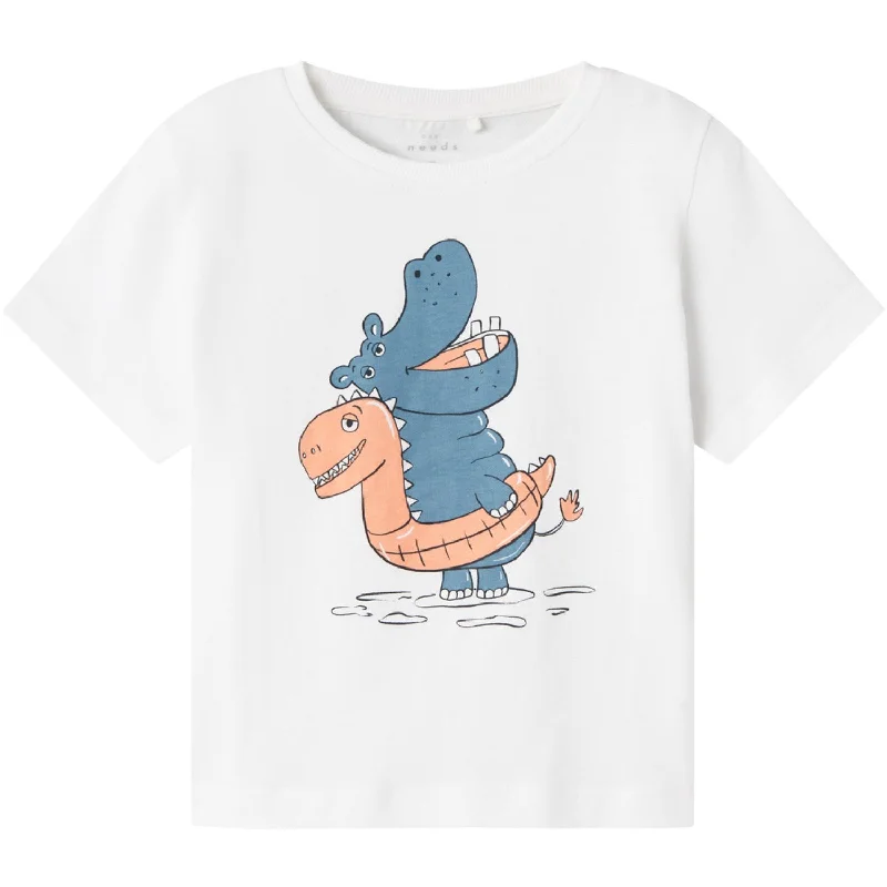 Everyday Style Relaxed Soft Fashion Name It Bright White Hippo Vagno Løs T-Shirt