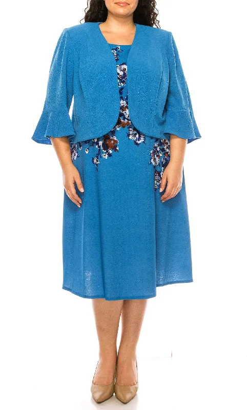 Smart Casuals Trendy Streetwear Outfits Maya Brooke 27635 - Trumpet Sleeve Two Piece Floral Dress