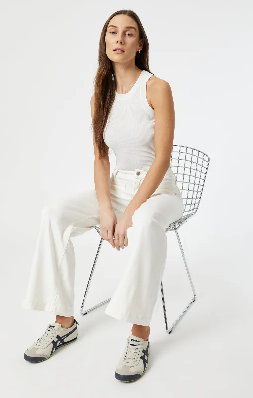 Timeless Style Casual Soft Layers PALOMA MARINE WIDE LEG IN WHITE LA BLUE