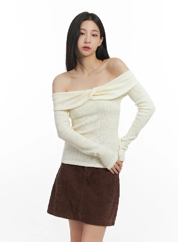 Soft Style Trendy Street Comfort Wear Twist Off-Shoulder Top CN426