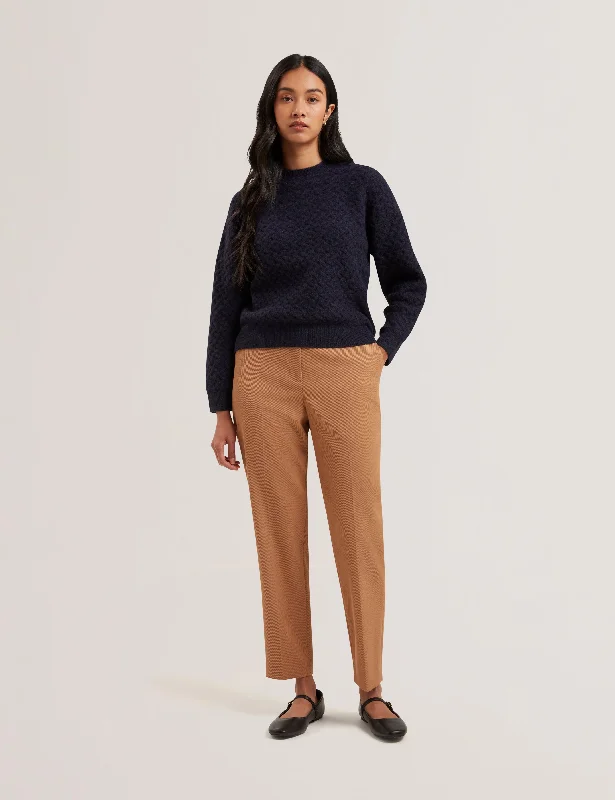 Comfortable Fashion Comfortable Chic Choices Morlea Horizontal Cable Relaxed Fit Sweater Navy