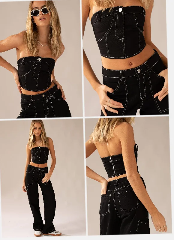 Minimal Comfort Street Fashion Comfort Nailed It Tube Top - Pitch