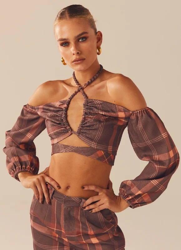 Fashion Comfort Fashionable Cozy Wear Lose My Cool Crop Top - Chestnut