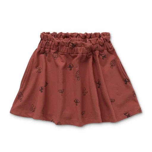 Urban Comfort Trendy Casual Comfort SPROET & SPROUT RUST MUSHROOM PRINT SKIRT [Final Sale]