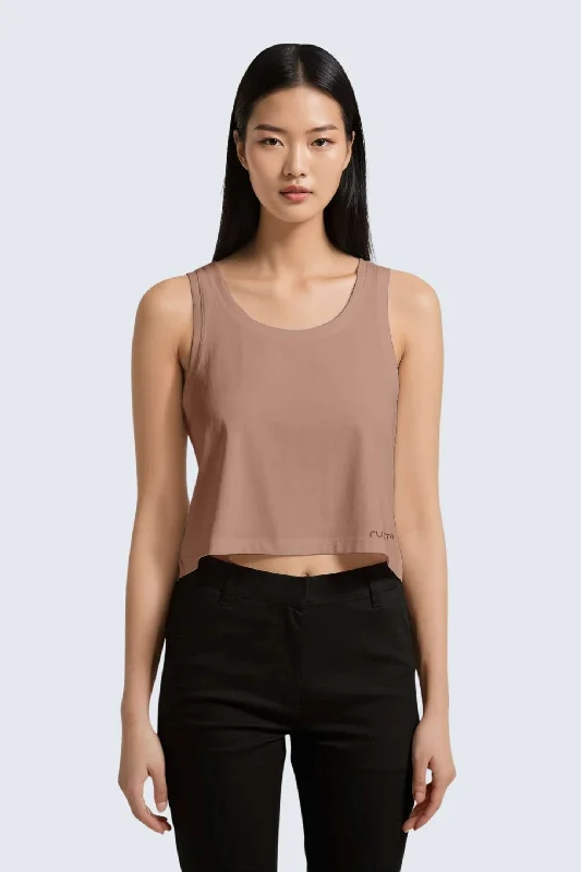 Breathable Comfort Affordable Cozy Style W Moon Air Cropped Singlet Tank - Rose Deep