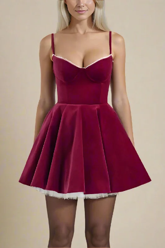 Light Comfort Chic and Comfortable Pieces Mavis Bodycon Mini Dress - Velvet Red Wine