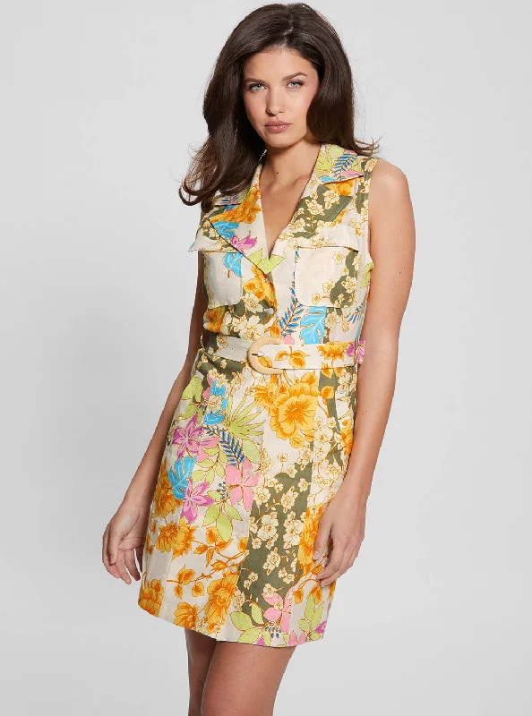 Comfortable Dresses Comfy Layering Trends Eco Yellow Floral Print Lydia Mini Dress