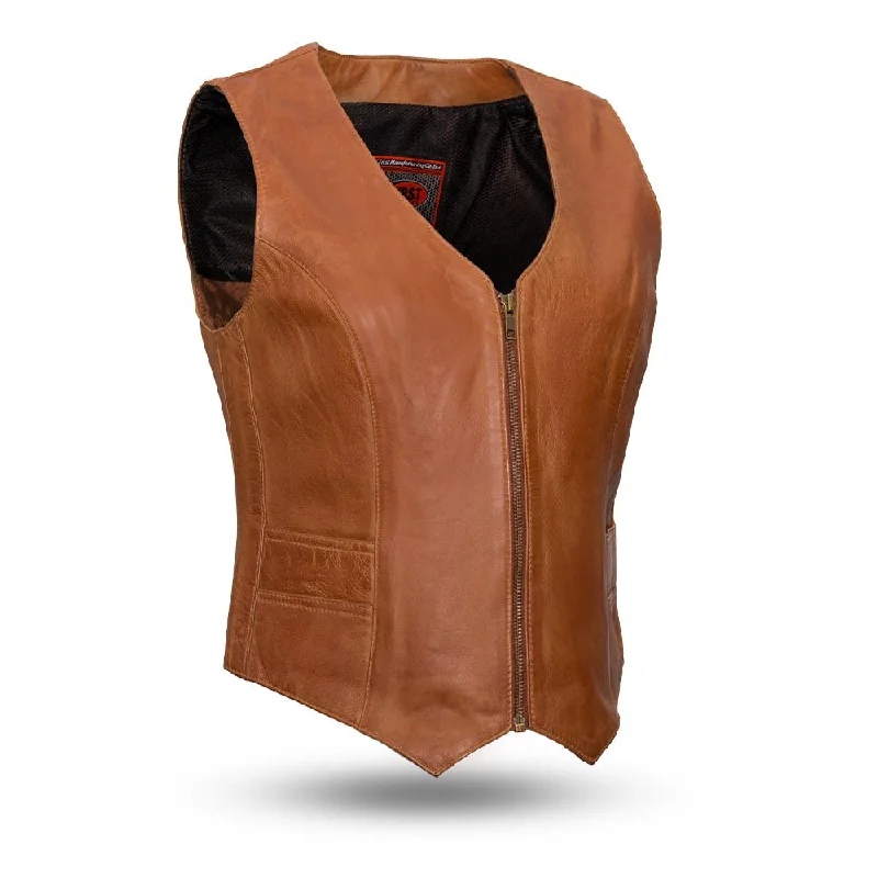 Warm Layers Cozy Chic Looks Savannah Women's Western Style Motorcycle Leather Vest