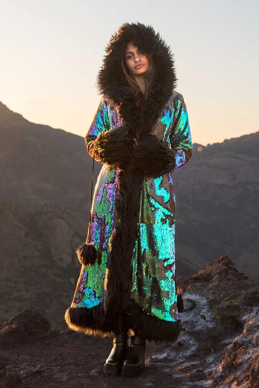 All-Day Wear Stylish Soft Outfits Women's Sequin Temptress Coat in "Serpentine"