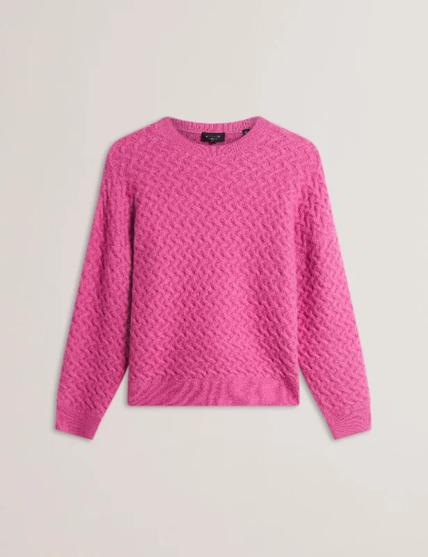 Chic Outfits Relaxed Layered Looks Morlea Horizontal Cable Relaxed Fit Sweater Brt-Pink