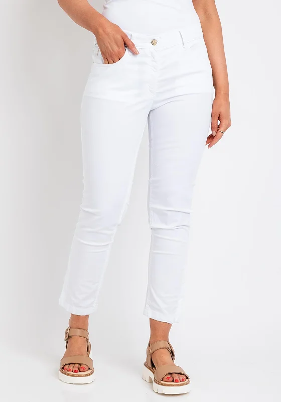 Soft Layers Soft Casual Wearable Zerres Carla Zip Leg Super Slim Comfort Jeans, White
