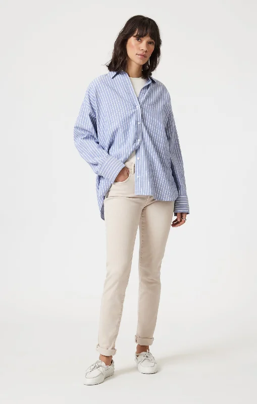 Warm Wear Simple Cozy Pieces KATHLEEN SLIM BOYFRIEND IN BEIGE FLEX BLUE