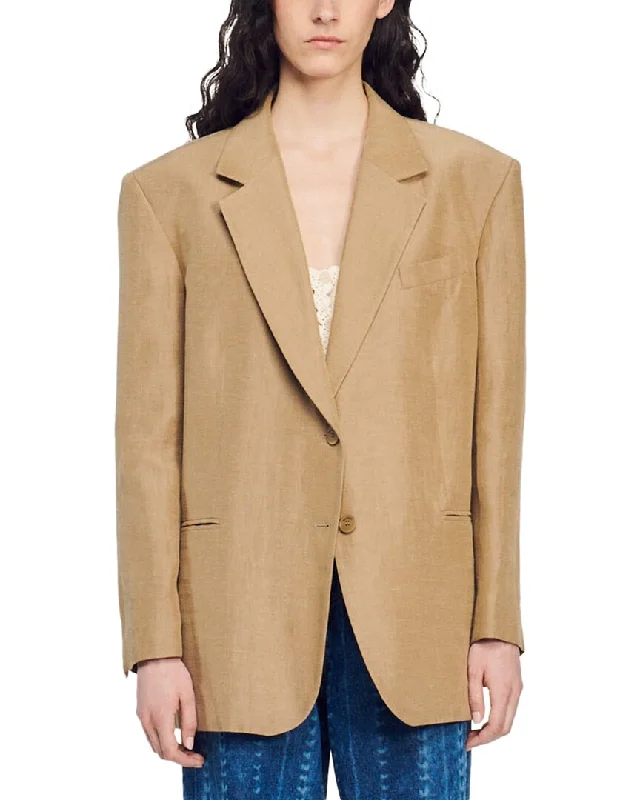 Cozy Fit Wear Chic and Comfortable Pieces Sandro Robanne Linen-Blend Suit Blazer