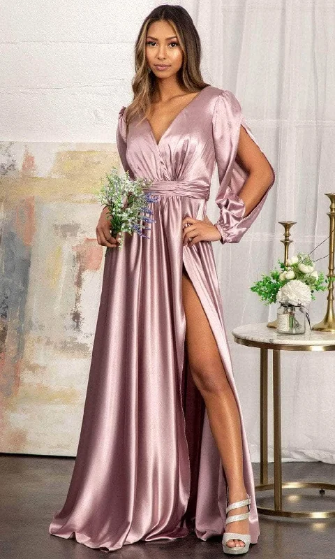 Simple Elegance Street Fashion Comfort Elizabeth K GL1990 - Split Sleeve High Slit Evening Dress Simple Elegance Street Fashion Comfort Elizabeth K GL1990 - Split Sleeve High Slit Evening Dress