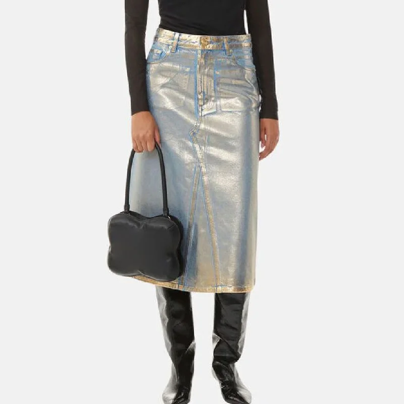 Relaxed Dresses Trendy Streetwear Outfits Glossy Minimalist Denim Skirt
