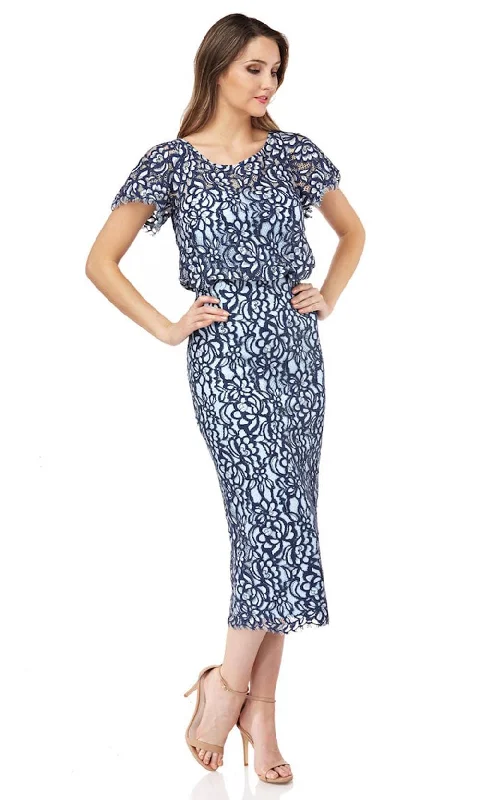 Cozy Outfit Practical Soft Fit JS Collections - 866800 Short Sleeves Blouson Lace Sheath Midi Dress