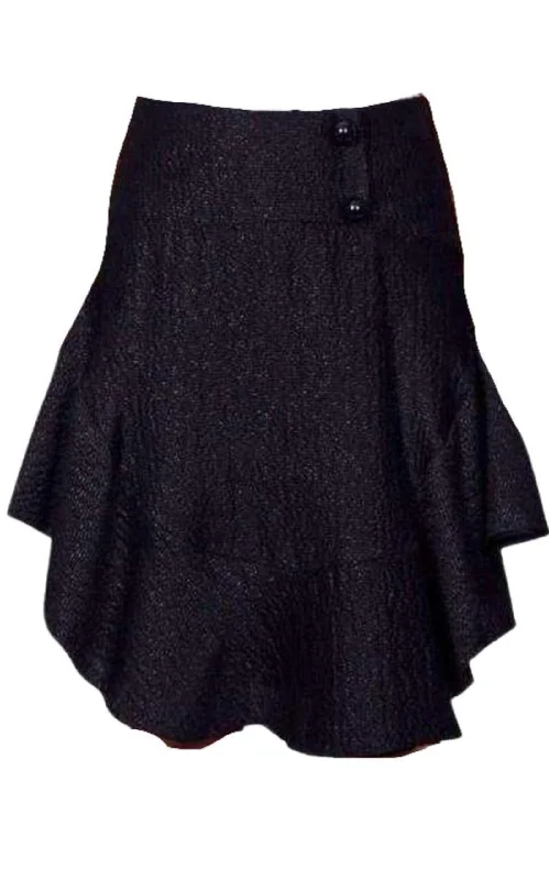 Soft Layers Practical Style Choices Wavy Shiny Black Jacquard Skirt