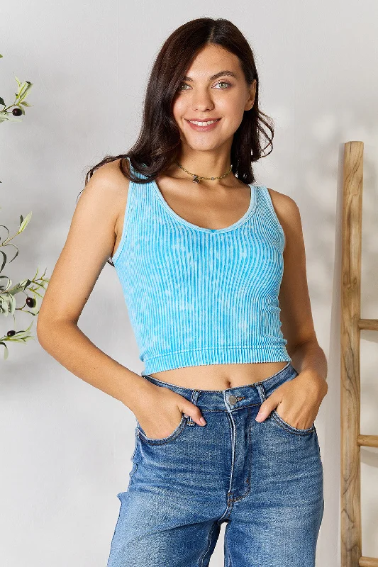 All-Day Wear Practical Chic Pieces Zenana Ribbed Round Neck Cropped Tank Top