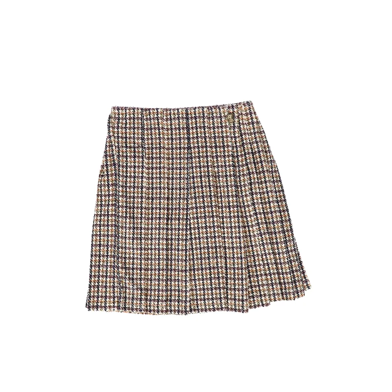 Weekend Wear Simple Cozy Pieces PAPILLON MULTI VELVET HOUNDSTOOTH WRAP SKIRT [FINAL SALE]