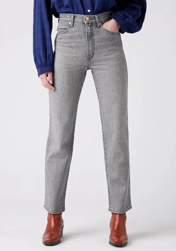 Elegant Wear Soft Day-to-day Looks Wrangler Womens Wild West High Rise Straight Jeans, Cloud Grey