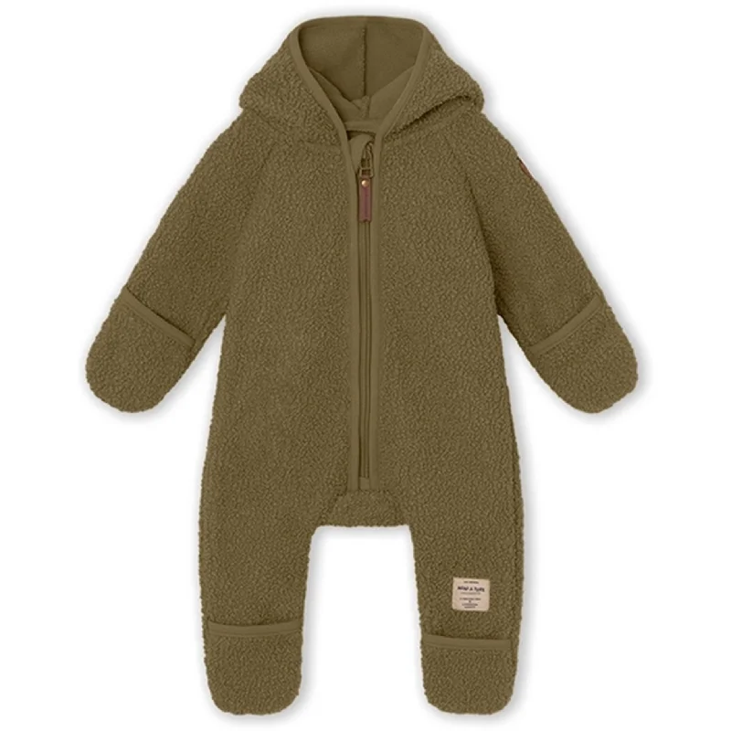 Cozy Apparel Comfy Layering Trends MINI A TURE Adel Teddy Fleece Jumpsuit Capers Green