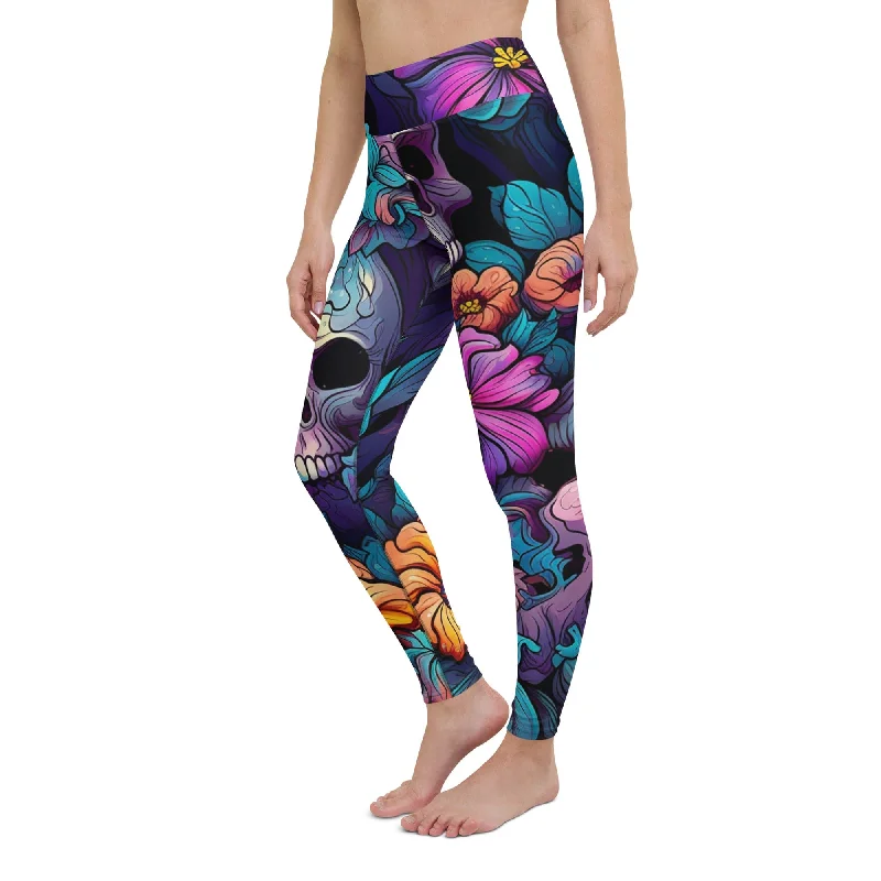 Trendy Casuals Comfortable Chic Fashion Experience The Bold And Vibrant Energy Of Our Bright Colors Skull Yoga Leggings