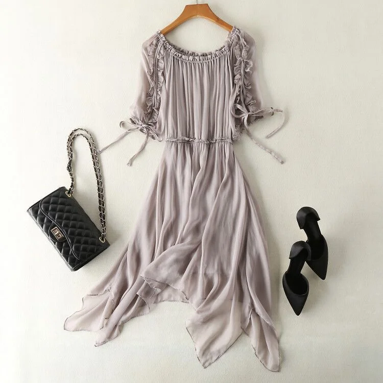 Relaxed Fit Soft Casual Wearable Mulberry Silk Midi Dress