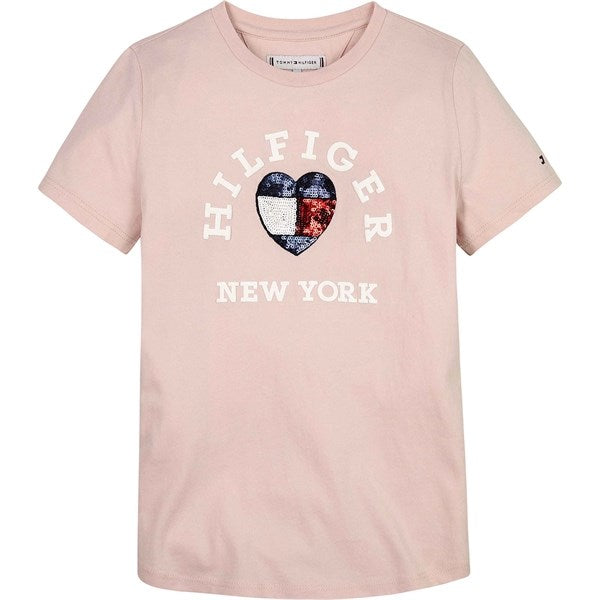 Effortless Comfort Cozy Everyday Layers Tommy Hilfiger Sequins Graphic T-Shirt Whimsy Pink