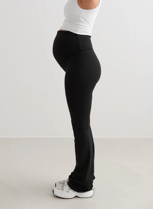 Comfy Pants Soft Street Fashion Black Sense Maternity Flare Tights
