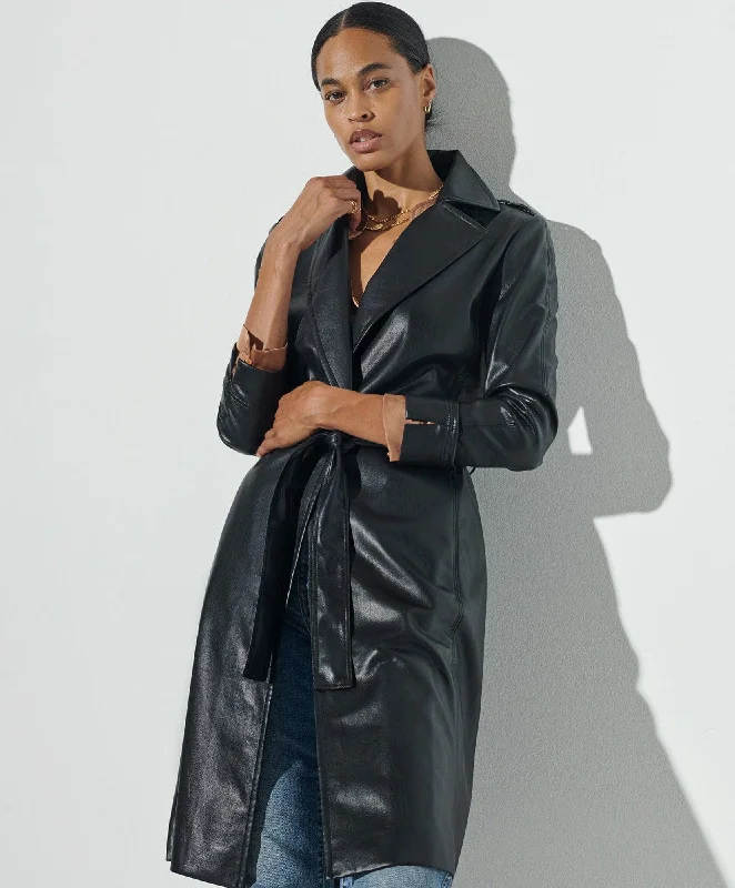 Soft Fabrics Comfortable Chic Wearables Vegan Leather Trench