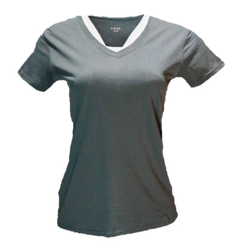 Basic Comfort Cozy Everyday Layers Dark Green Short Sleeve V Neck T Shirt
