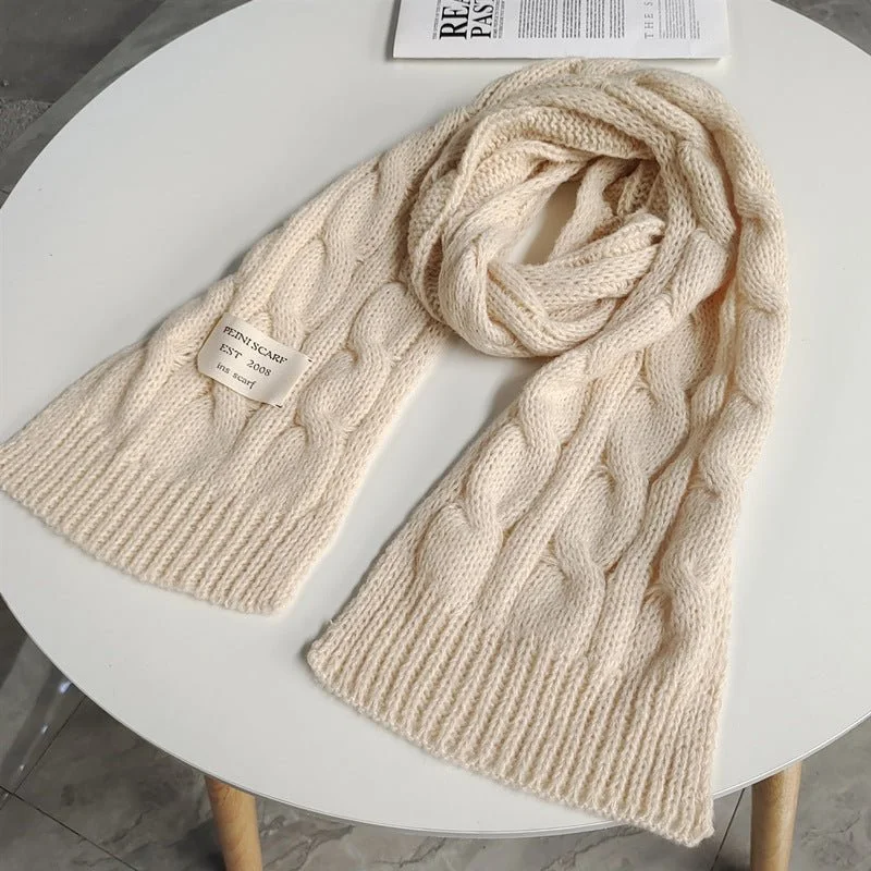 Everyday Comfort Practical Soft Fit Sweet Labeling 8-Word Twist Apricot Women's Small Scarf in Deer Plush Fabric for Warmth and Style