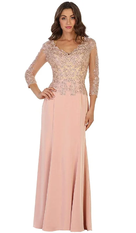 Trendy Dresses Practical Soft Fit May Queen - MQ1505 Quarter Length Sleeve Lace Sheath Evening Dress