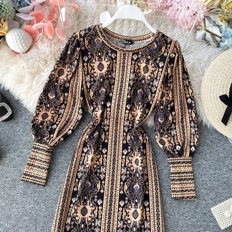 Elegant Fit Cozy Everyday Layers Court Style Puff Sleeve Dress
